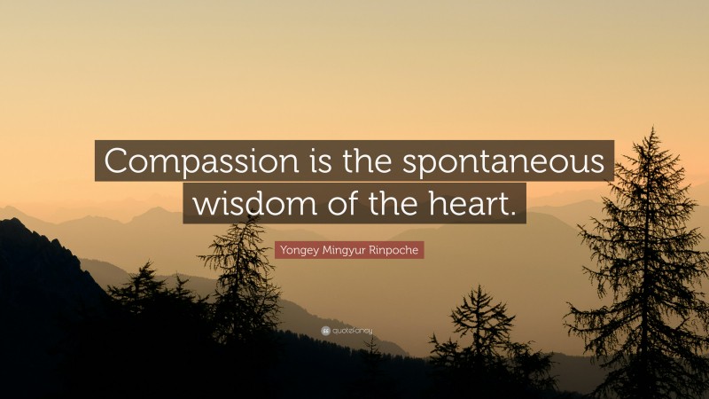 Yongey Mingyur Rinpoche Quote: “Compassion is the spontaneous wisdom of the heart.”