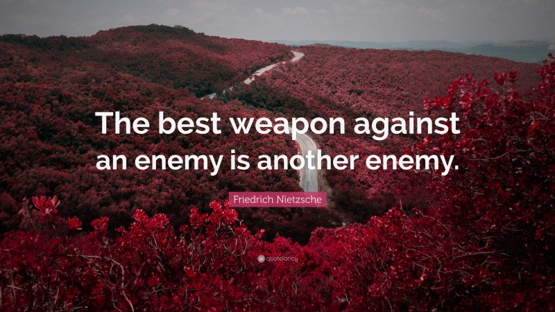 Friedrich Nietzsche Quote: “The best weapon against an enemy is another enemy.”