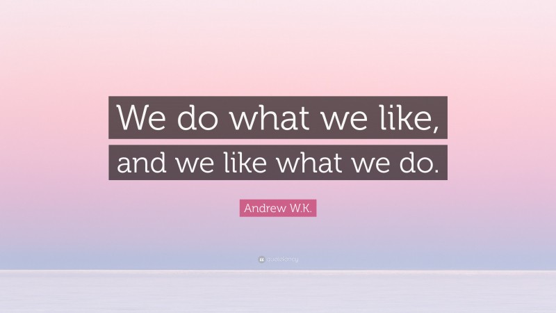 Andrew W.K. Quote: “We do what we like, and we like what we do.”