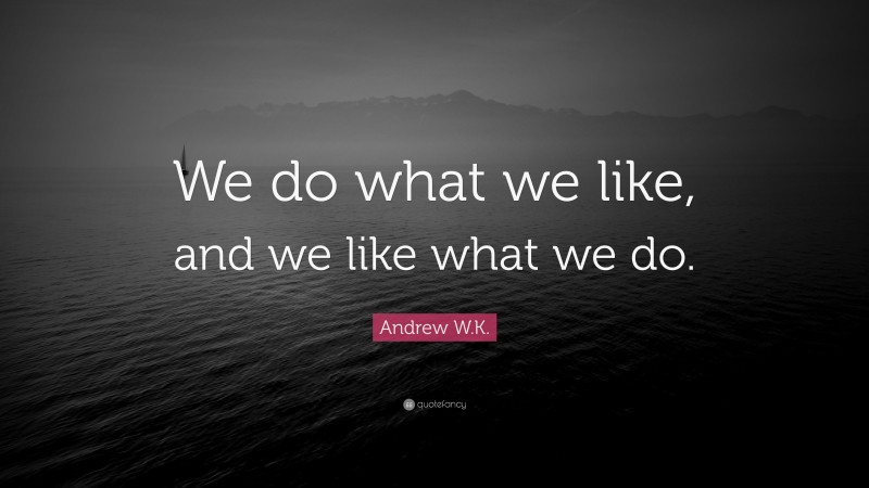 Andrew W.K. Quote: “We do what we like, and we like what we do.”