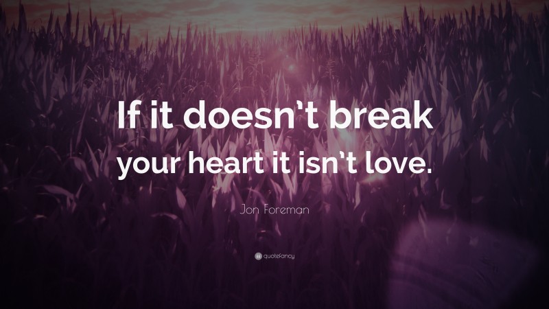 Jon Foreman Quote: “If it doesn’t break your heart it isn’t love.”