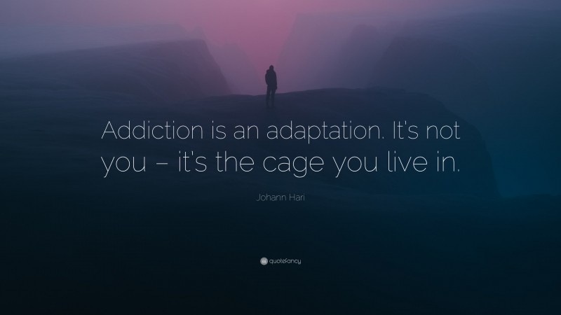 Johann Hari Quote: “Addiction is an adaptation. It’s not you – it’s the cage you live in.”