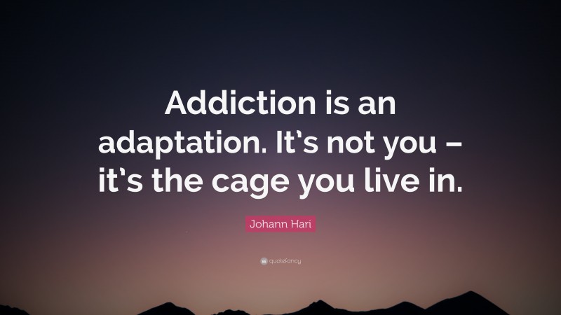 Johann Hari Quote: “Addiction is an adaptation. It’s not you – it’s the cage you live in.”