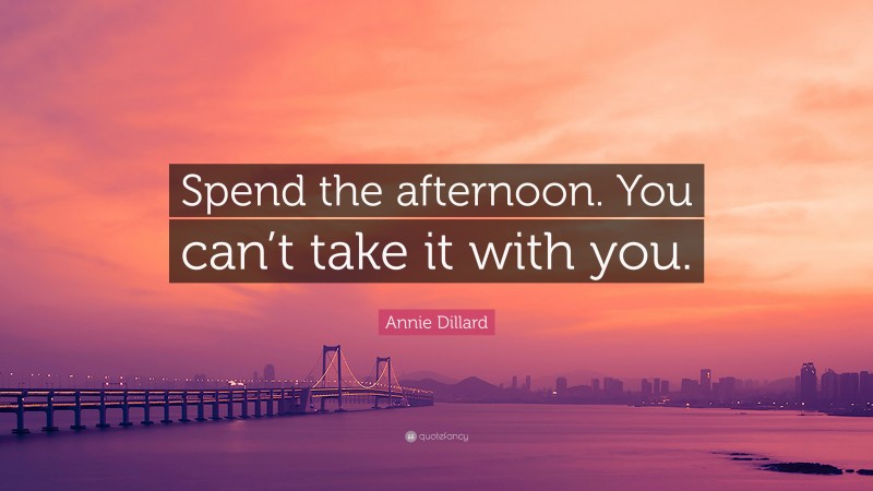Annie Dillard Quote: “Spend the afternoon. You can’t take it with you.”