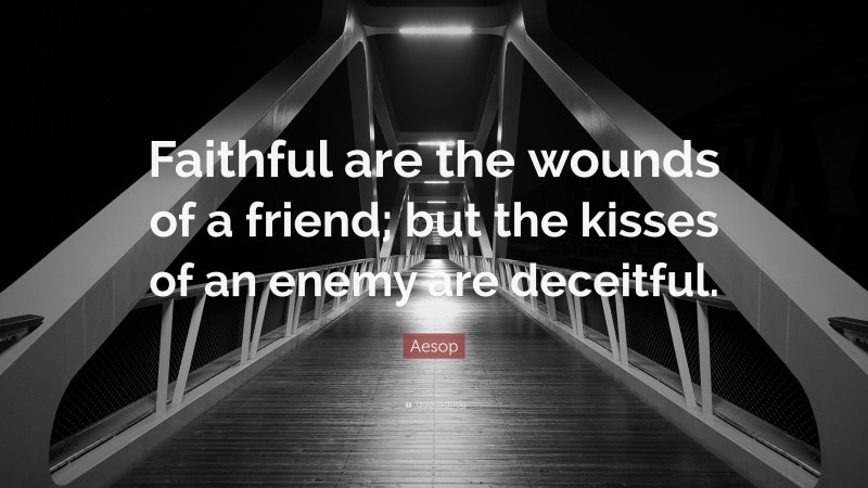 Aesop Quote: “Faithful are the wounds of a friend; but the kisses of an enemy are deceitful.”