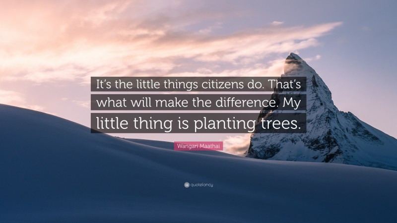 Wangari Maathai Quote: “It’s the little things citizens do. That’s what will make the difference. My little thing is planting trees.”
