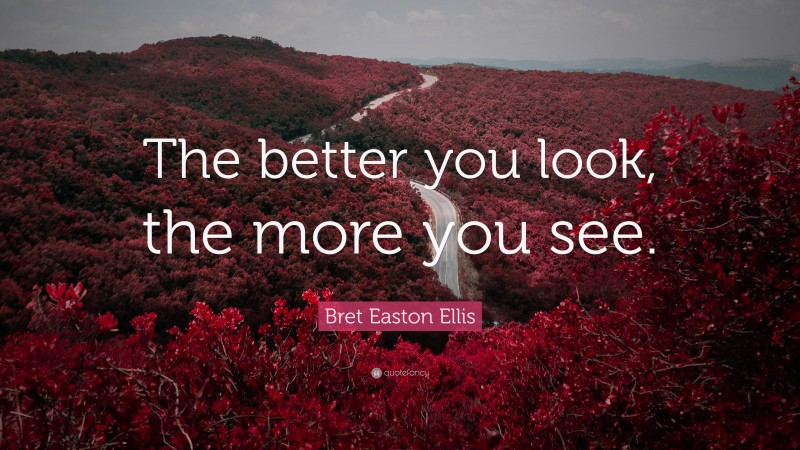 Bret Easton Ellis Quote: “The better you look, the more you see.”