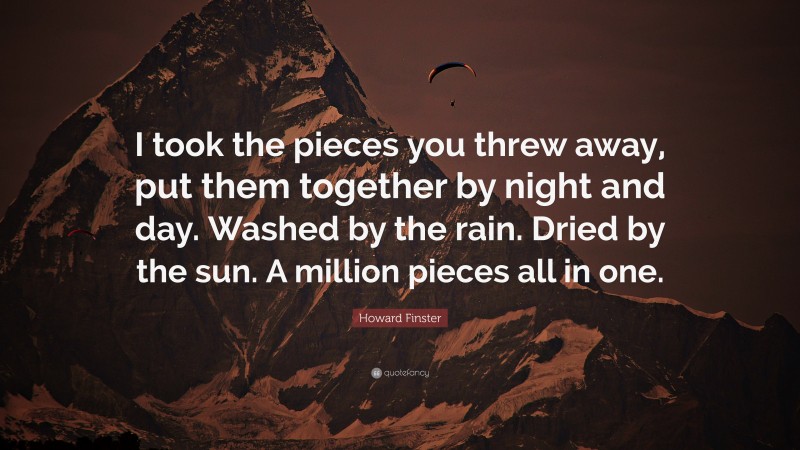 Howard Finster Quote: “I took the pieces you threw away, put them together by night and day. Washed by the rain. Dried by the sun. A million pieces all in one.”
