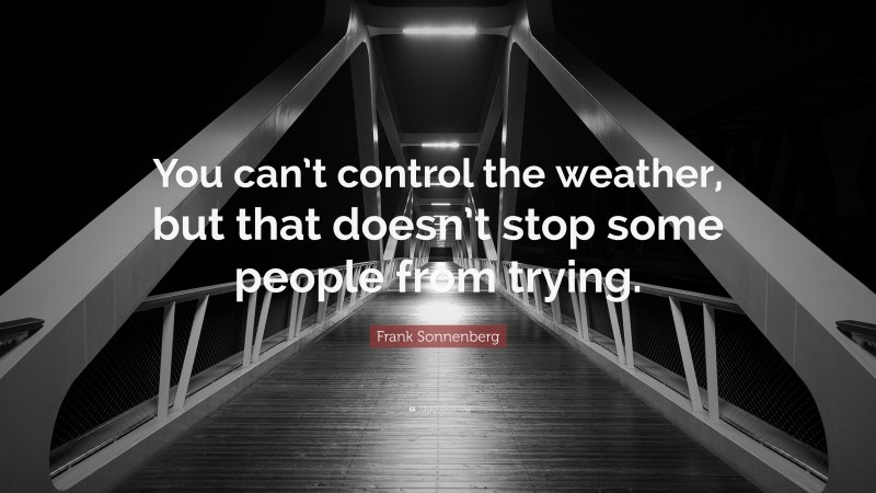 Frank Sonnenberg Quote: “You can’t control the weather, but that doesn’t stop some people from trying.”