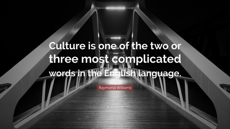 Raymond Williams Quote: “Culture is one of the two or three most complicated words in the English language.”