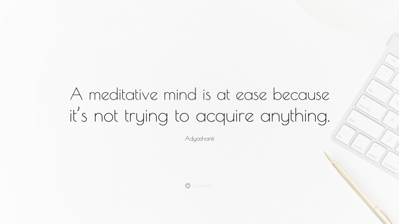 Adyashanti Quote: “A meditative mind is at ease because it’s not trying to acquire anything.”