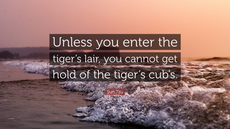Sun Tzu Quote: “Unless you enter the tiger’s lair, you cannot get hold of the tiger’s cub’s.”