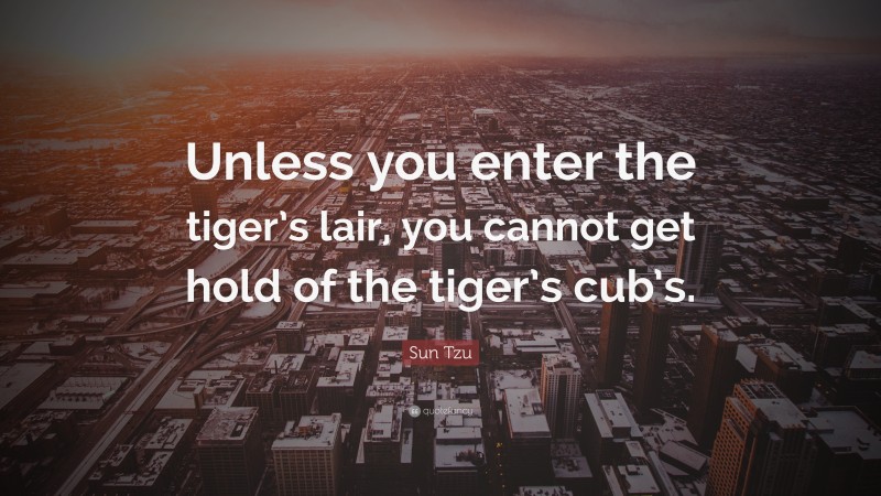 Sun Tzu Quote: “Unless you enter the tiger’s lair, you cannot get hold of the tiger’s cub’s.”