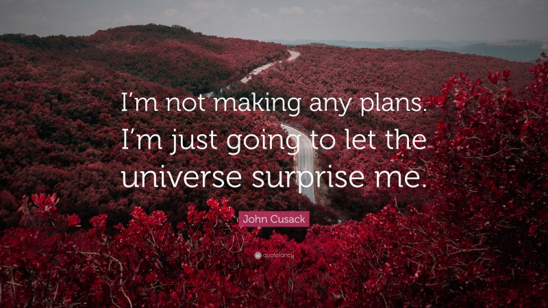 John Cusack Quote: “I’m not making any plans. I’m just going to let the universe surprise me.”