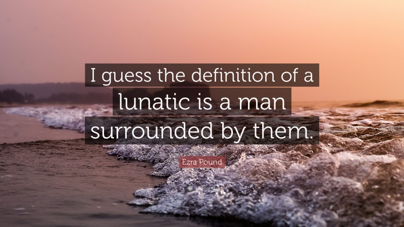 Ezra Pound Quote: “I guess the definition of a lunatic is a man surrounded by them.”