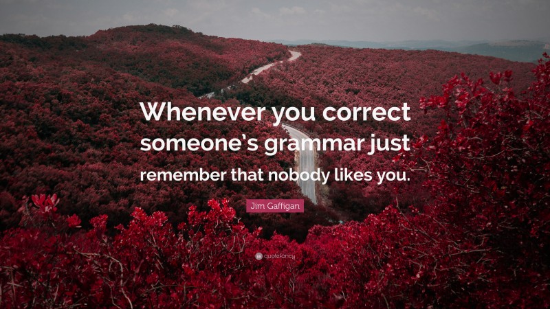 Jim Gaffigan Quote: “Whenever you correct someone’s grammar just remember that nobody likes you.”