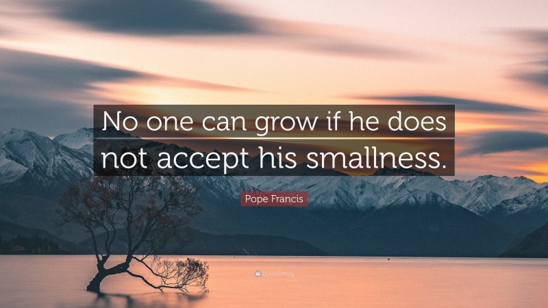 Pope Francis Quote: “No one can grow if he does not accept his smallness.”