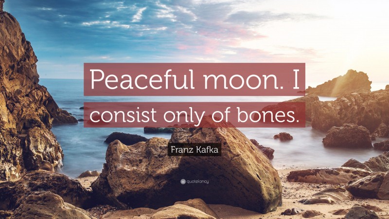 Franz Kafka Quote: “Peaceful moon. I consist only of bones.”
