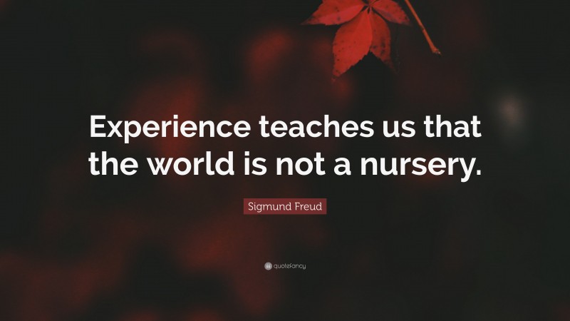 Sigmund Freud Quote: “Experience teaches us that the world is not a nursery.”