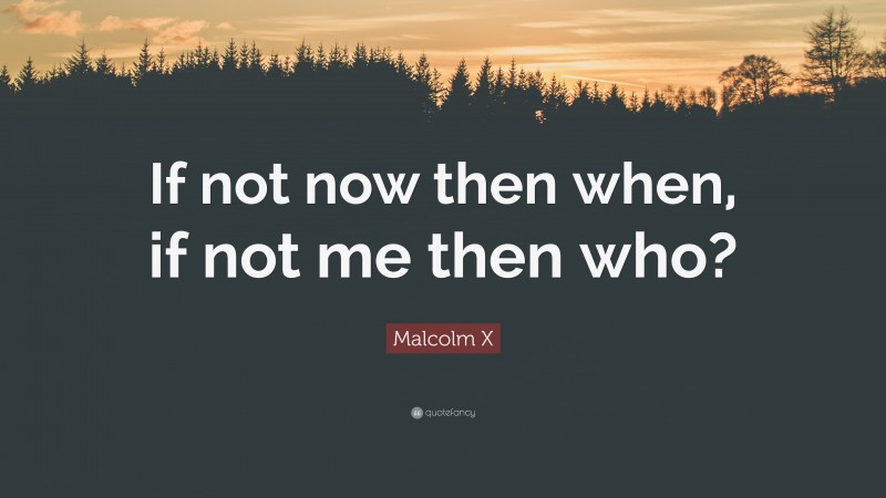 Malcolm X Quote: “If not now then when, if not me then who?”