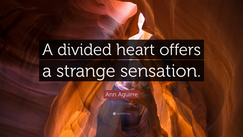 Ann Aguirre Quote: “A divided heart offers a strange sensation.”