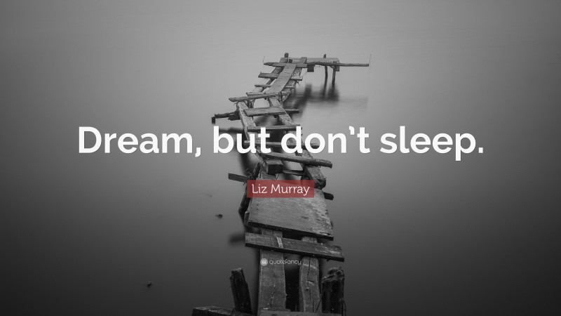 Liz Murray Quote: “Dream, but don’t sleep.”