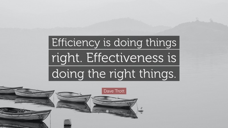 Dave Trott Quote: “Efficiency is doing things right. Effectiveness is doing the right things.”