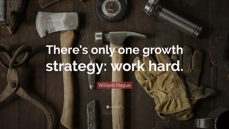 William Hague Quote: “There’s only one growth strategy: work hard.”