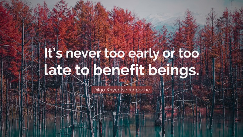Dilgo Khyentse Rinpoche Quote: “It’s never too early or too late to benefit beings.”