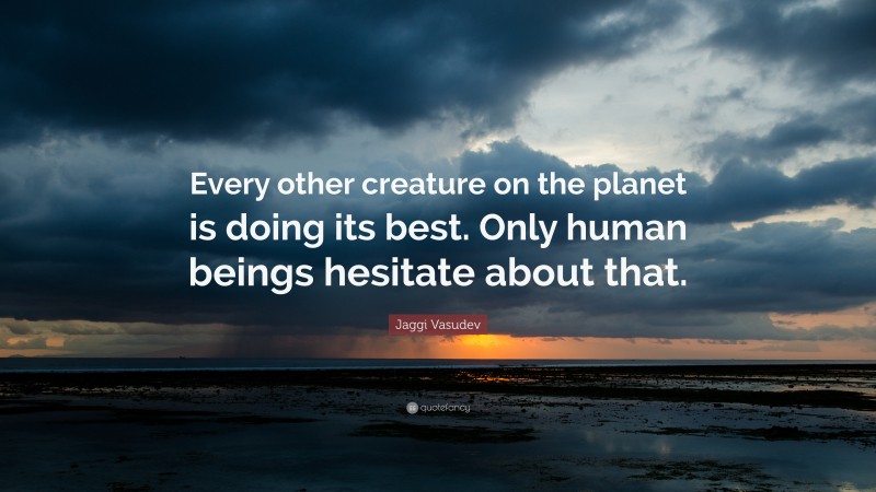 Jaggi Vasudev Quote: “Every other creature on the planet is doing its best. Only human beings hesitate about that.”