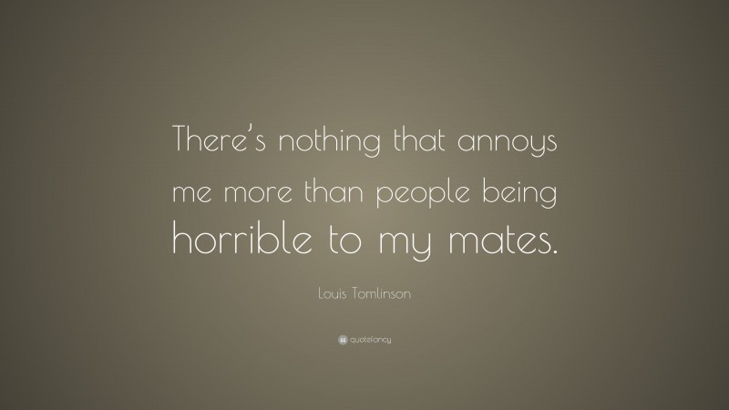 Louis Tomlinson Quote: “There’s nothing that annoys me more than people being horrible to my mates.”