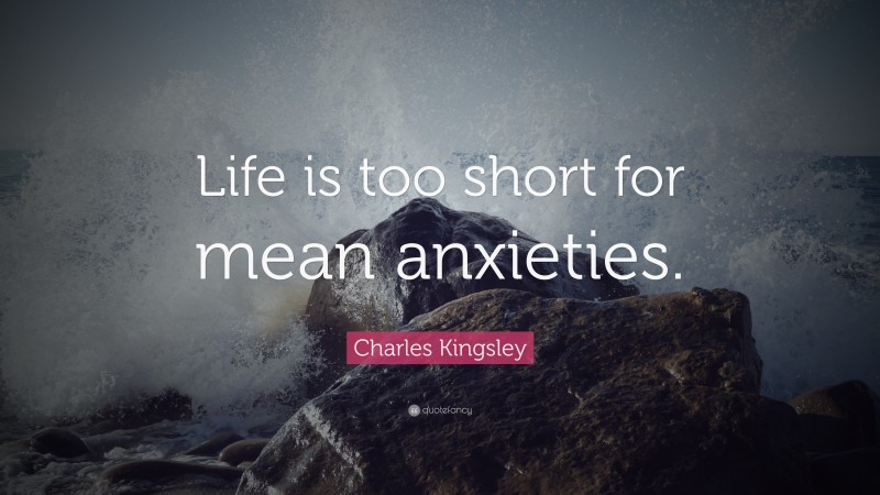 Charles Kingsley Quote: “Life is too short for mean anxieties.”