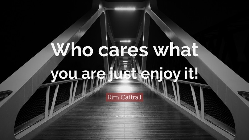 Kim Cattrall Quote: “Who cares what you are just enjoy it!”