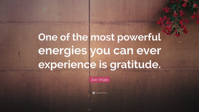 Joe Vitale Quote: “One of the most powerful energies you can ever experience is gratitude.”