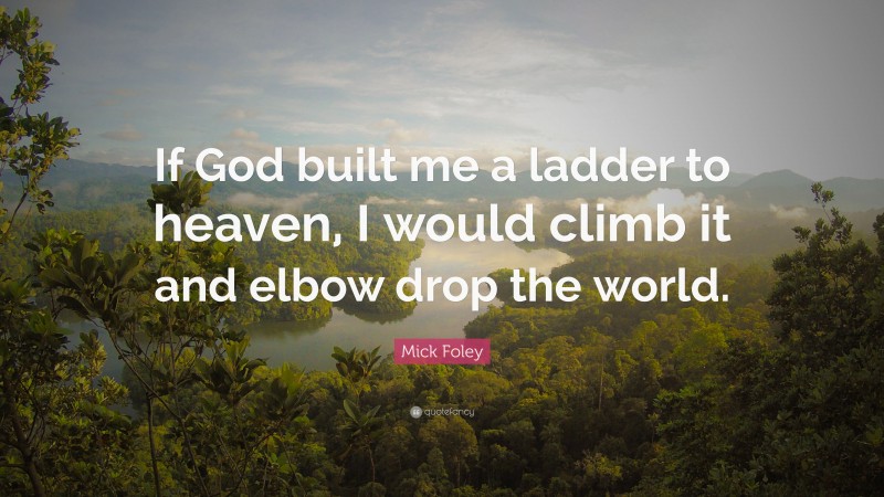 Mick Foley Quote: “If God built me a ladder to heaven, I would climb it and elbow drop the world.”