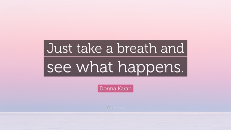Donna Karan Quote: “Just take a breath and see what happens.”