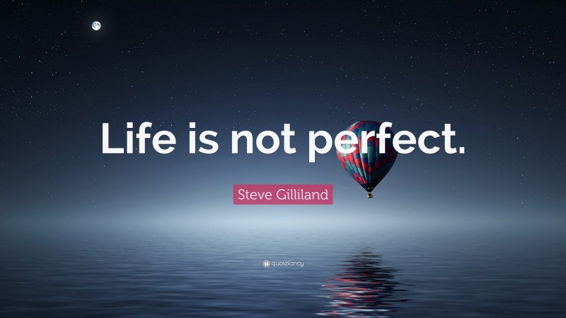Steve Gilliland Quote: “Life is not perfect.”