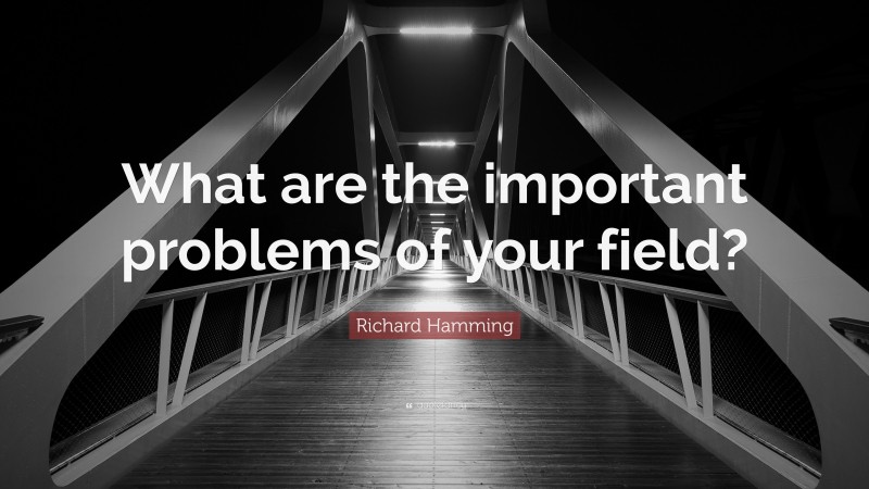 Richard Hamming Quote: “What are the important problems of your field?”
