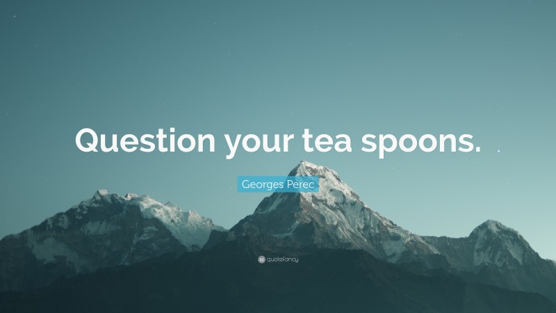 Georges Perec Quote: “Question your tea spoons.”