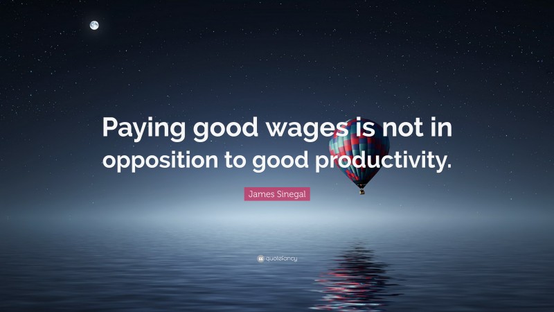 James Sinegal Quote: “Paying good wages is not in opposition to good productivity.”