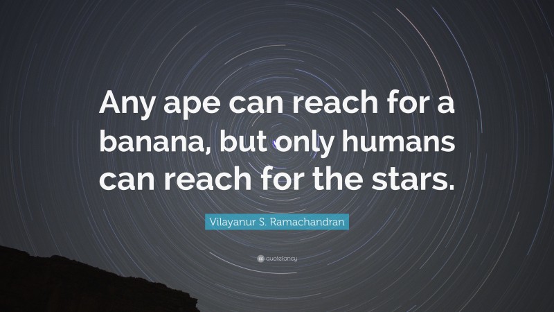 Vilayanur S. Ramachandran Quote: “Any ape can reach for a banana, but only humans can reach for the stars.”