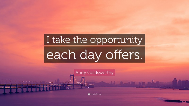 Andy Goldsworthy Quote: “I take the opportunity each day offers.”
