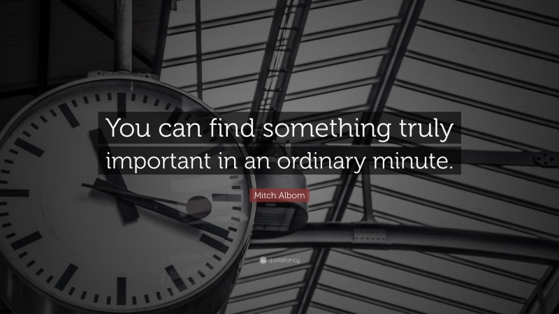 Mitch Albom Quote: “You can find something truly important in an ordinary minute.”