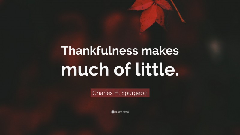 Charles H. Spurgeon Quote: “Thankfulness makes much of little.”