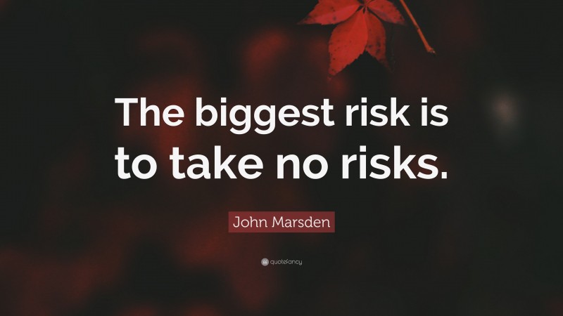 John Marsden Quote: “The biggest risk is to take no risks.”