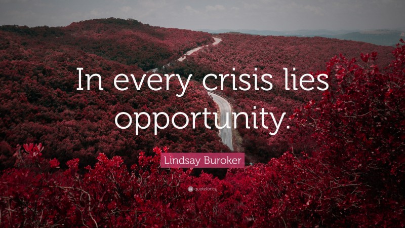 Lindsay Buroker Quote: “In every crisis lies opportunity.”