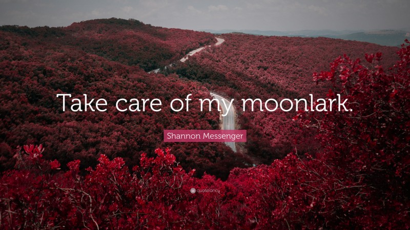 Shannon Messenger Quote: “Take care of my moonlark.”