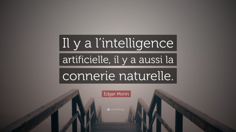 Edgar Morin Quote: “Il y a l’intelligence artificielle, il y a aussi la connerie naturelle.”