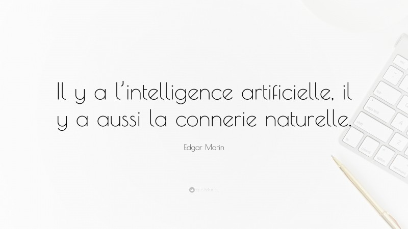 Edgar Morin Quote: “Il y a l’intelligence artificielle, il y a aussi la connerie naturelle.”