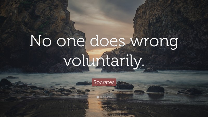 Socrates Quote: “No one does wrong voluntarily.”